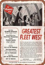 METAL SIGN - 1956 Milwaukee Road Greatest Train Fleet West - Vintage Rusty Look