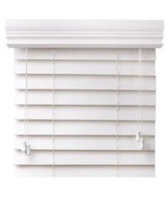 2" Faux Wood Corded Classic Designer White Blinds - 16 x72