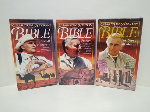 Charlton Heston Presents: The Bible - lot of 3 VHS Tapes NEW! 1993 Goodtimes