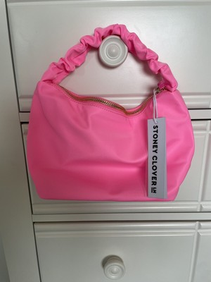 NWT NEW STONEY CLOVER LANE CLASSIC SCRUNCH HANDLE BAG BUBBLEGUM PINK NYLON PURSE