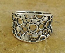 WIDE .925 STERLING SILVER FILIGREE CIRCLES BAND RING size 9 style r2010