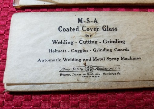 2 Vtg Coated Cover Glass Arc Helmets Hand Shields Welding NOS ~ 2" x 4 1/8" - J1 - Picture 8 of 9