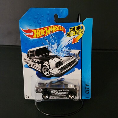Hot Wheels 57 Chevy with engine Color Shifters City  #34/48 flat black 1/64