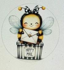 HONEY BEE HAPPY MAIL ENVELOPE SEALS LABELS STICKERS 1.5" ROUND 30