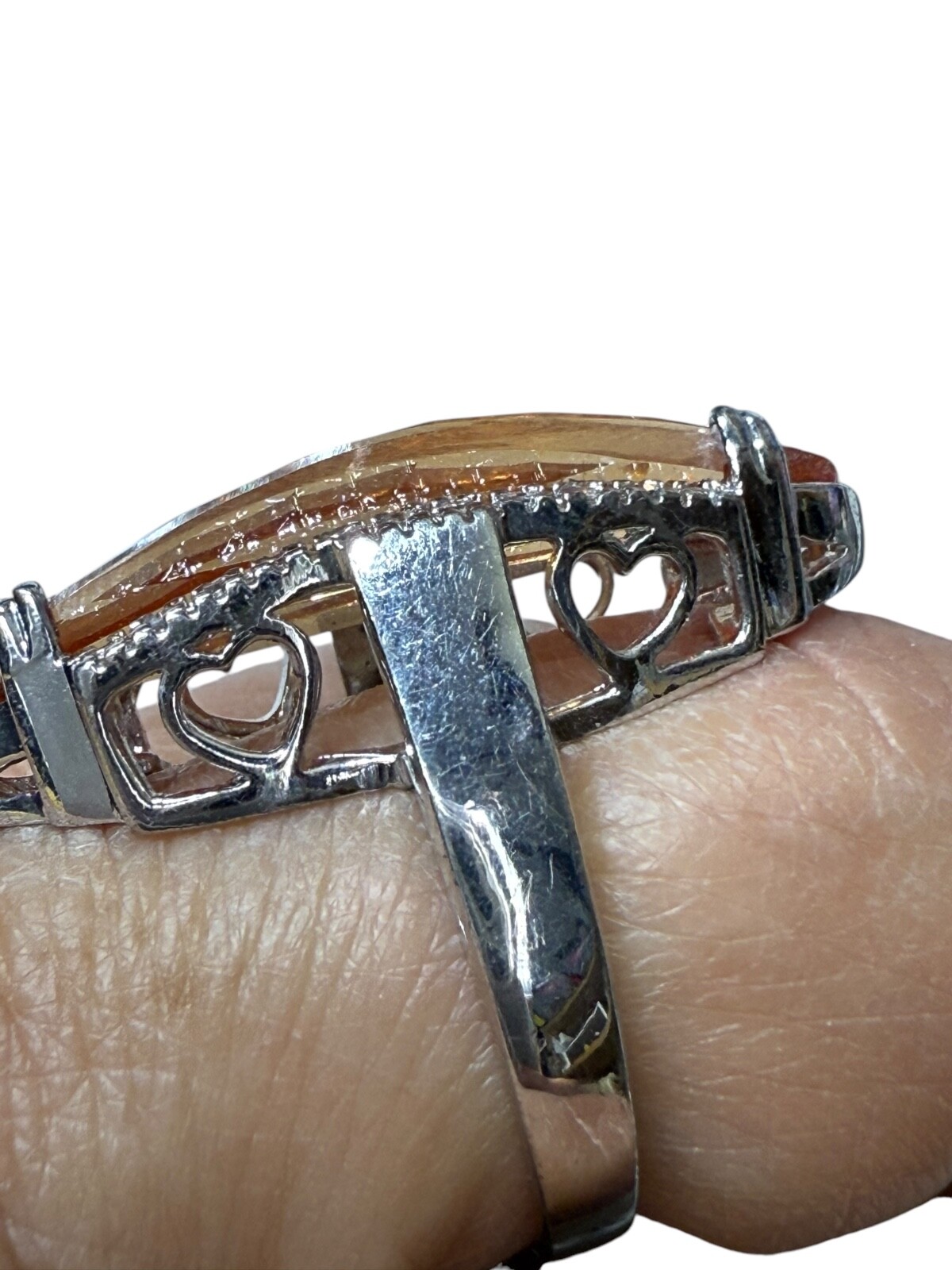 Artisan Statement Ring Elongated Checkerboard Fac… - image 5