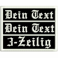 NAMENSSCHILD mit Wunschtext 3-ZEILIG Aufnäher Biker Patch Kutte (10 x 8 cm)
