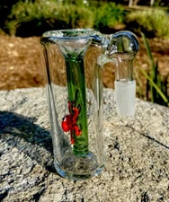 Thick Glass Ash Catcher bowl 14mm Male 90 Degree  Downstem  Fixed Orange Octopus