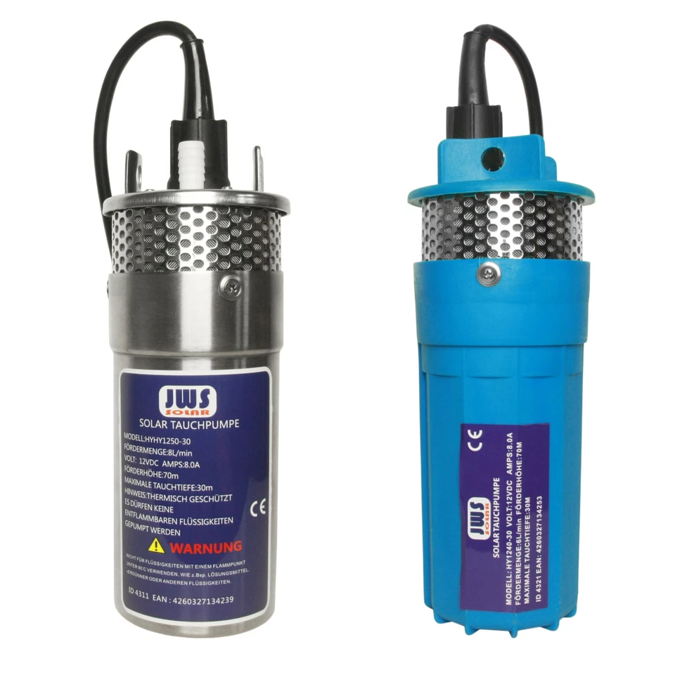 JWS Bomba de pozo profundo solar 4" acero inoxidable plástico 12V 24V bomba de agua fotovoltaica bomba sumergible