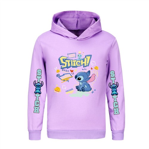 Stitch girls' hoodie with pure cotton pullover, suitable for 5-13 years old - Picture 3 of 20