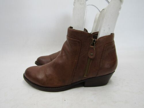 NINE WEST Womens Size 7 M Brown Leather Zip Ankle Fashion Boots Booties - Picture 1 of 11