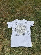 Vintage 90s Cat Kitten Cute T Shirt Womens Distressed One Size gray USA Made