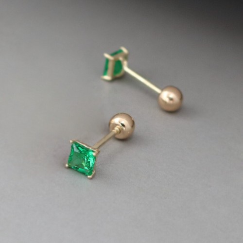 Sterling Silver Square CZ Crystal Helix Tragus Screw Back Stud Earrings A4525 - Picture 10 of 13