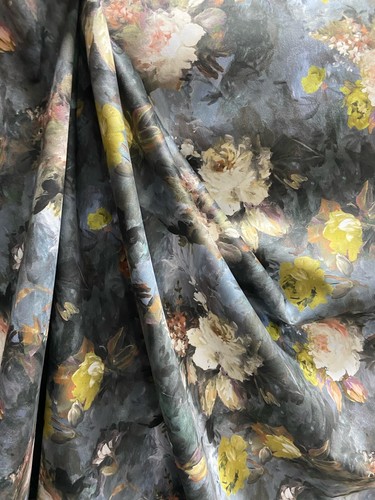 Luxe Velvet Fabric Floral Design Digital Printed Upholstery Chair Fabric by Yard - Picture 3 of 7