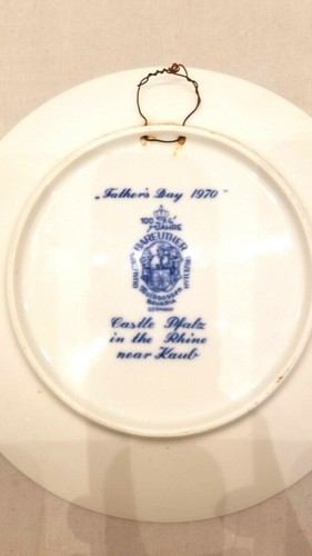 BAREUTHER WALDSASSEN BAVARIA CASTLE VATERTAG 1970 PLATE BLUE & WHITE FATHERS DAY - Picture 4 of 10