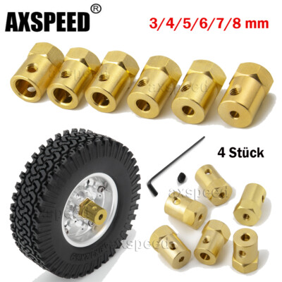 4X RC Wheels Tyre Motor Shaft Brass Hex Coupler Coupling Connector 3/4/5/6/7/8mm