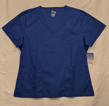 Reina Women's Large V-neck Scrub Top Royal Blue NWT