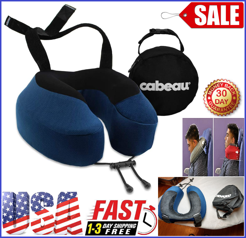 Travel Pillow Neck Support Memory Foam Pillow with Strap for Airplane Car Office-image