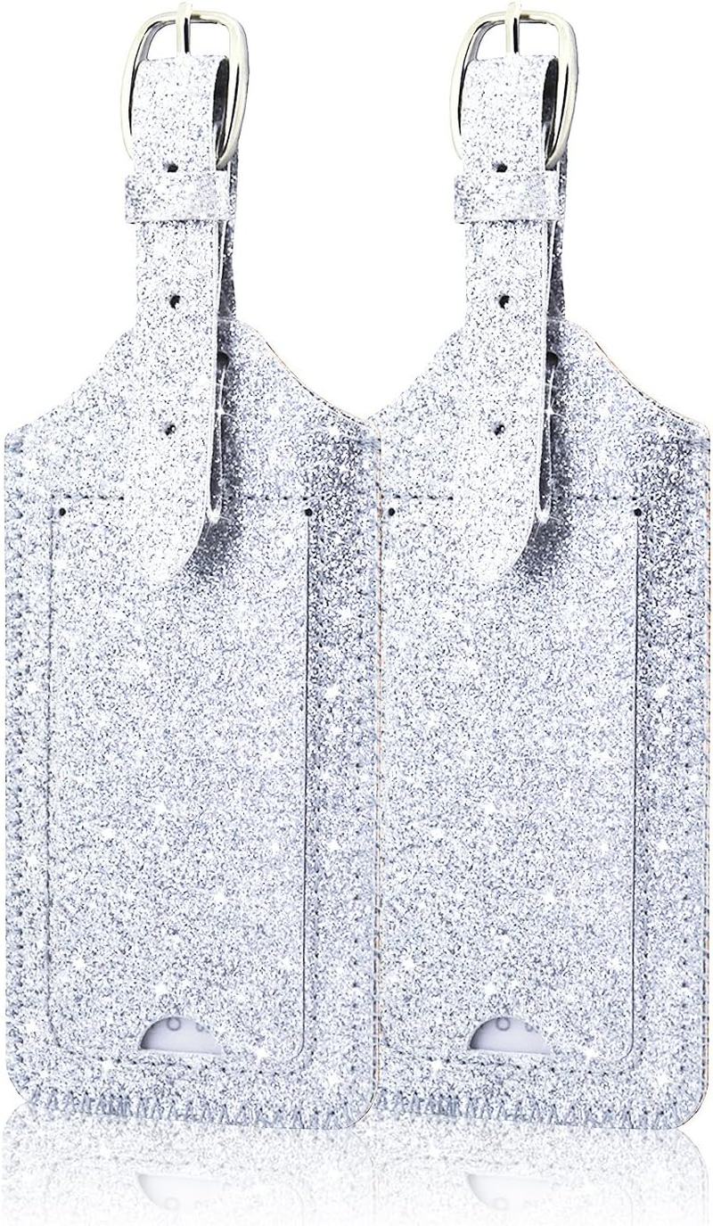 2-Pack Leather Luggage Tags for Suitcases with Cute Cruise ID Labels-image