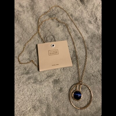 14TH AND UNION BLUE TIGERS  EYE 18   NECKLACE