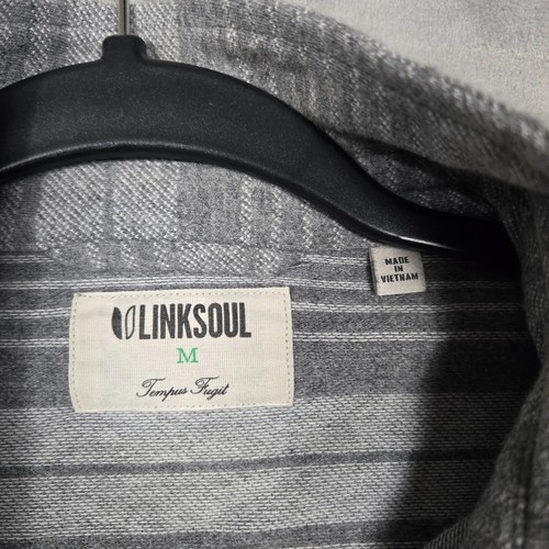 Linksoul Hemd Herren mittelgrau gestreift L/S Flanell Luxus Baumwolle *Armaufnäher* - Bild 4 von 10