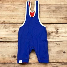Vintage Matman Wrestling Singlet Adult XS Blue White Red Blank US Made