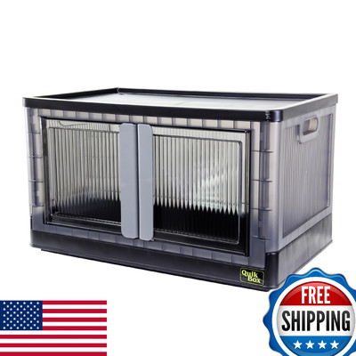 dbest products Quik Box - 19 Gallon Stackable Storage Bins with Doors, Collapsib