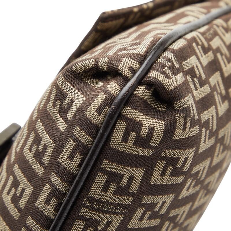 Fendi Zucchino Brown Canvas Leather Shoulder Bag Womens Auth image 4