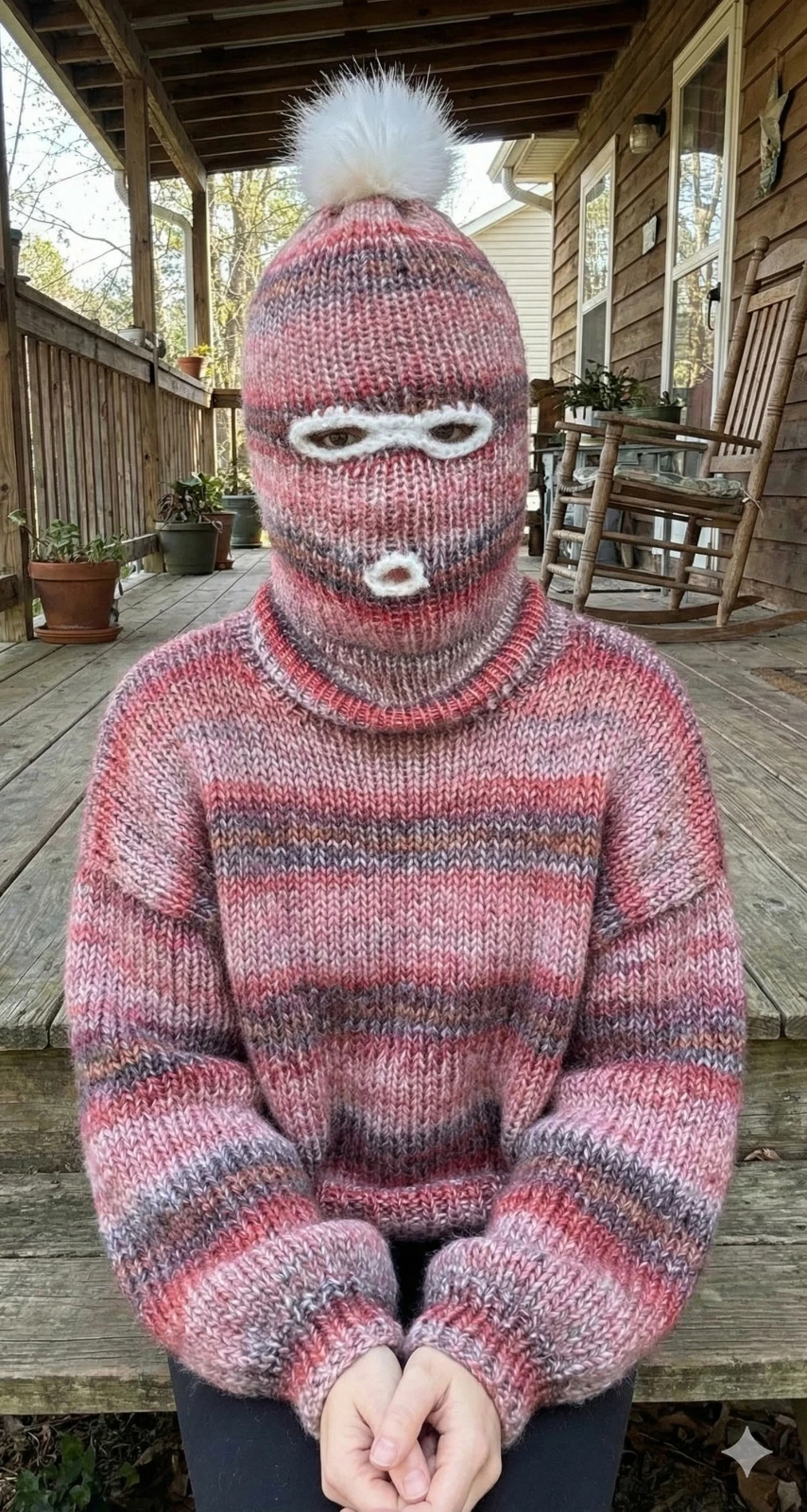 Ski Mask Balaclava Red Pink Purple 3 Hole Double Layer Warm Winter Hat Mohair Bl