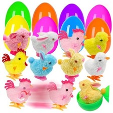 Jumbo 4" Easter Eggs Filled with Wind-up Toys , 8 Pack Colorful Easter Style 2