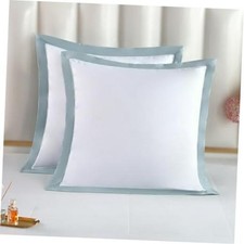 100 Luxury Long-Staple Cotton Euro 26" x 26" Pack of 2 White Misty Blue