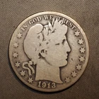 1913 **S** BARBER SILVER HALF DOLLAR ***NICE COIN!***  FREE SHIPPING! C1970