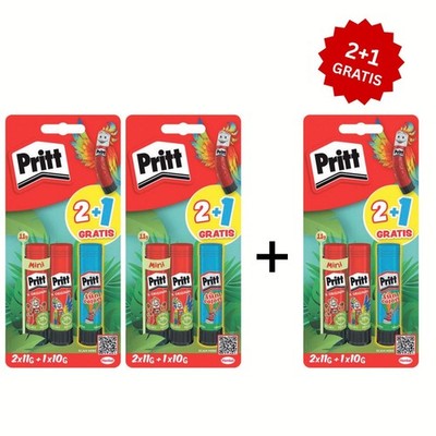 Pritt Klebestift Set 3 × (2x11 g + 1x10 g) Bastelkleber Original/Blue 