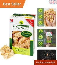 50 Pack Natural Firelighters - Eco-Friendly Instant Ignition for BBQ & Fireplace 0.30 per lighter