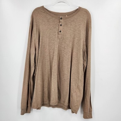 ROW Right Of Way Mens Elias Henley Shirt Size XXL Aluminum Long Sleeve Tee NWT