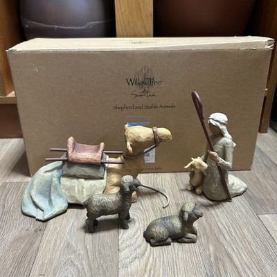 Willow Tree Set of 4 26105 Shepherd Stable Animals Nativity Figures  