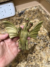 6"x5 Godzilla Ghidorah 3 Head Gold Dragon Toy Action Figure VINTAGE 80s