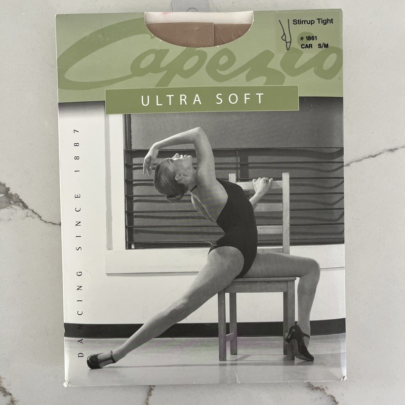 CAPEZIO Ultra Soft STIRRUP Tights #1861 Adult Size S/M Caramel (CAR) NEW