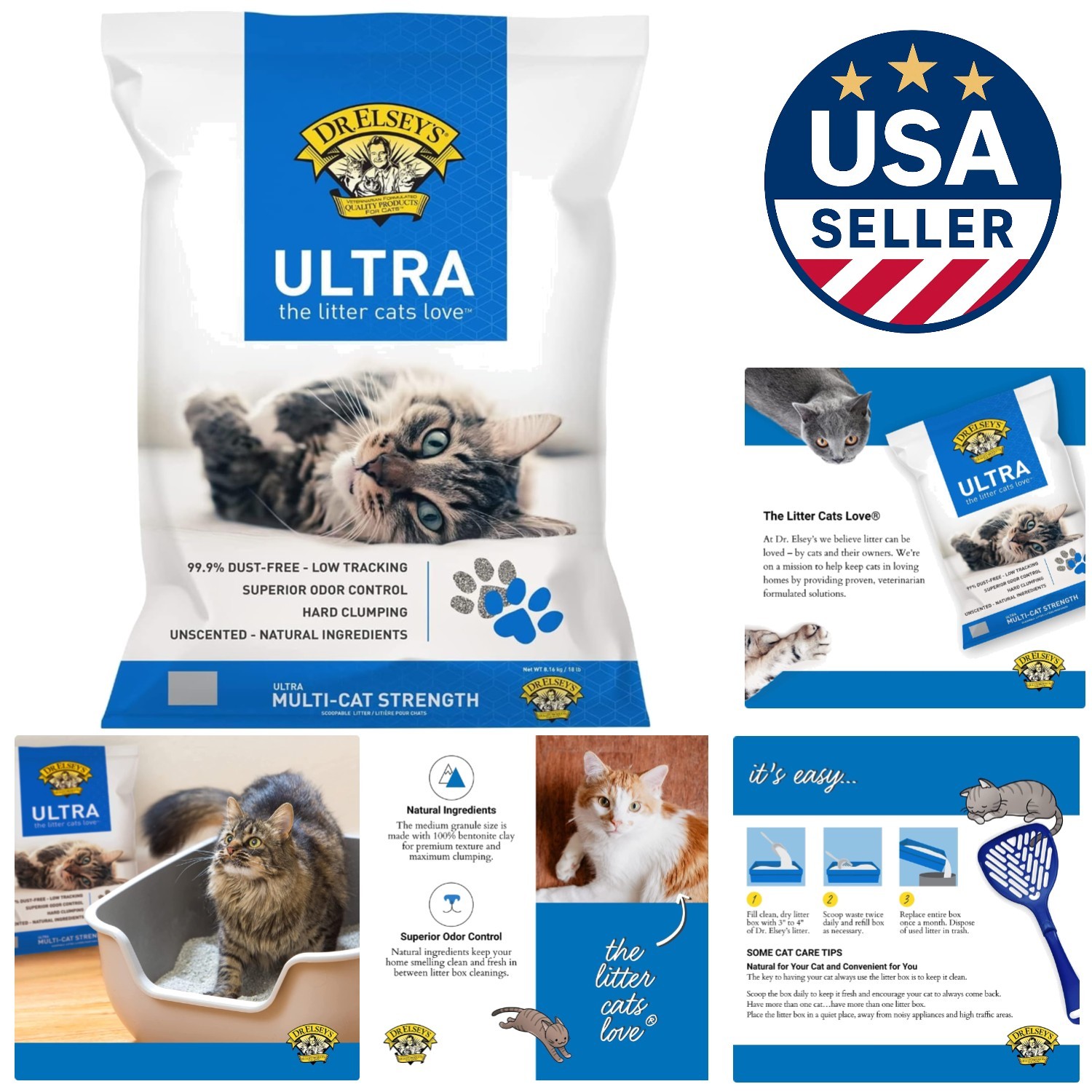 18 lb Ultra Clumping Cat Litter - Ideal for Sensitive Cats &