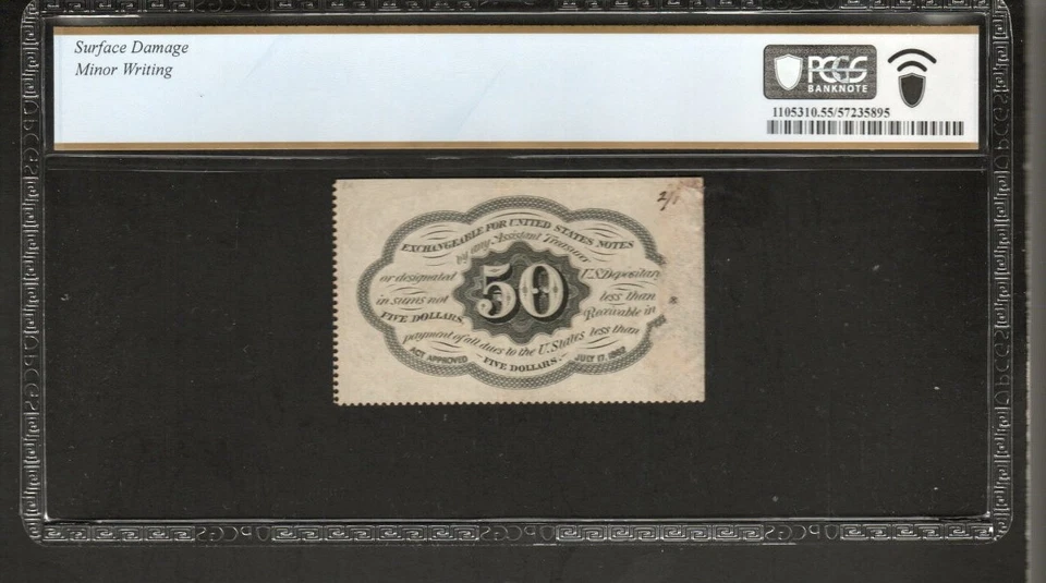 FR1311 50c 1st issue US FRACTIONAL CURRENCY  Graded PCGS 55 About Unc - AH3 - Image 2 of 2