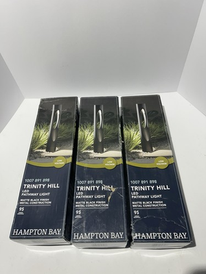 #ad #ad Hampton Bay Trinity Hill LED Path Light 3 Pack 95 Lumens Black Open Box $74.99