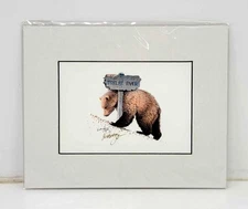 Gail Niebrugge Toklat River Grizzly Bear Sign Scratch Art Card Signed Matted NEW