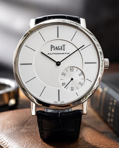 Piaget Altiplano White Dial 18k White Gold Automatic Movement Mens Watch P10697