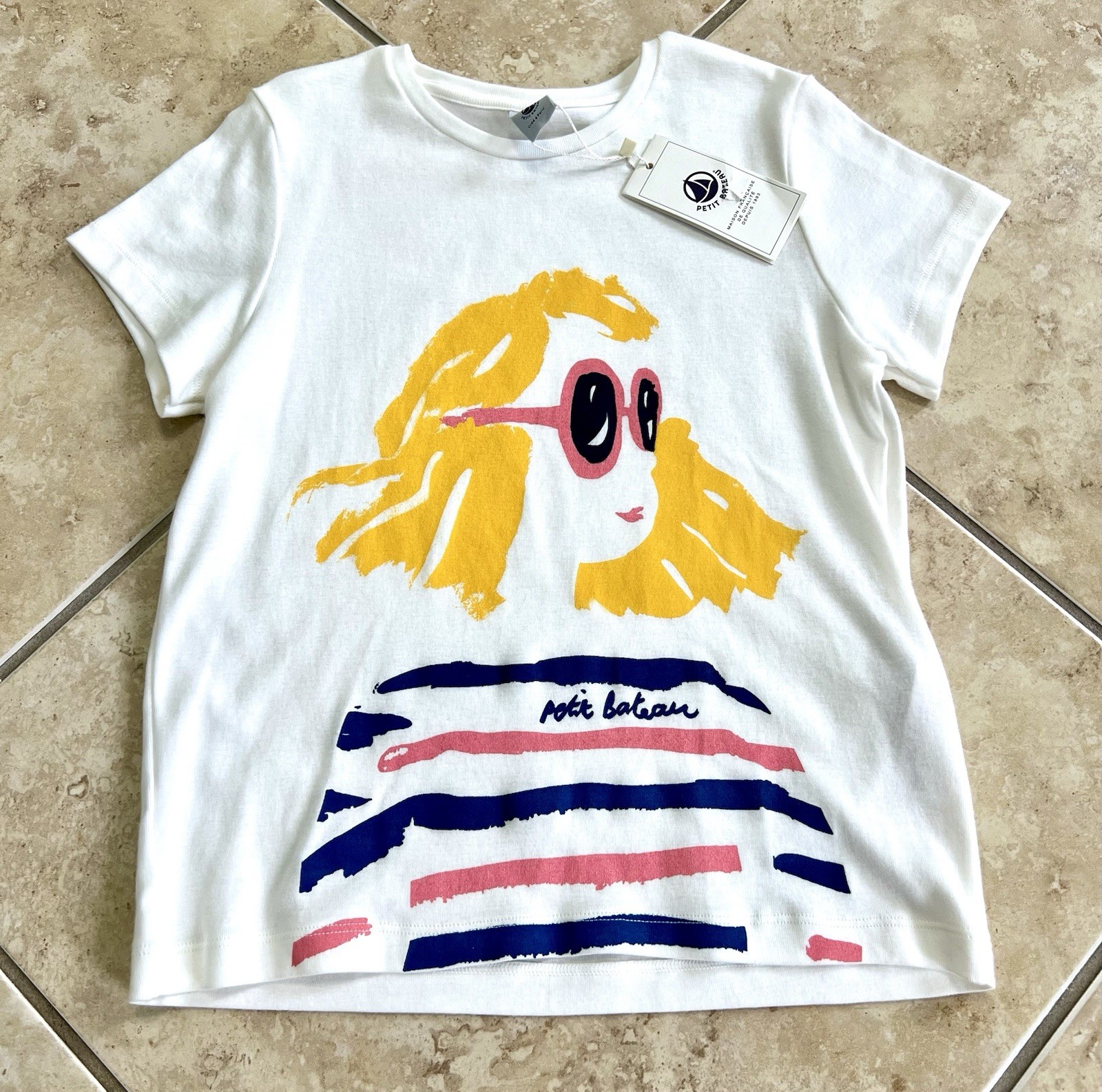 Camiseta Petit Bateau Niñas, Talla 10 Años, NUEVA CON ETIQUETAS