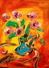 FLOWERS  Modern Abstract   Original Oil Painting  IMPRESSIONIST CANADA 22GRE
