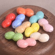 50pcs Peanut Shape 22x10mm Mixed Colors Ceramic Porcelain Loose Beads DIY Lot