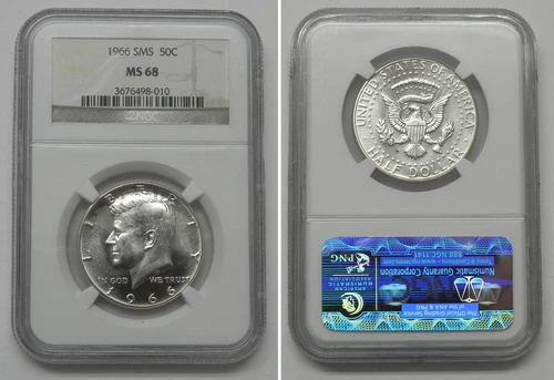 1966 SMS Kennedy Half Dollar 50c, NGC MS68  #8010