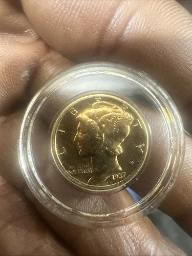 Gold Mercury Dime Coin 1937 Liberty United States of America Rare Collectible