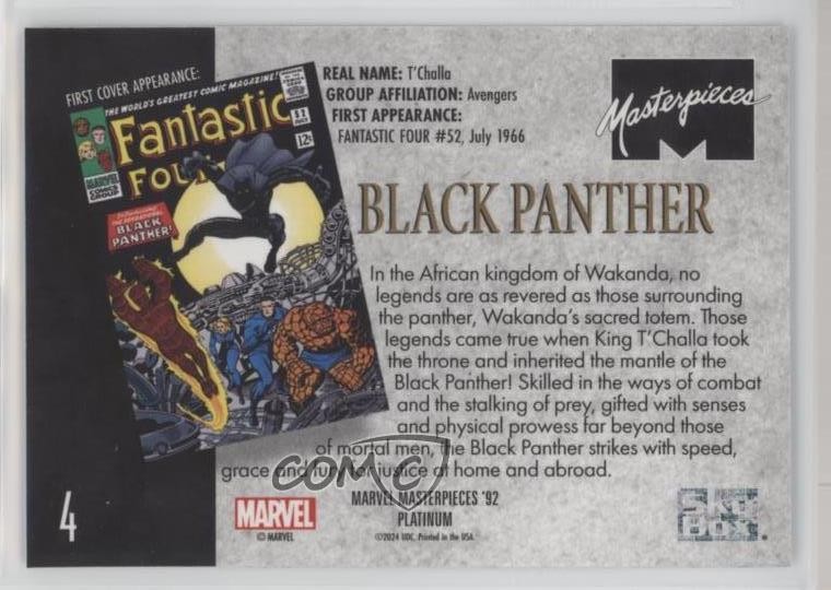 2024 Upper Deck Marvel Masterpieces '92 Black Panther #4 0n0m thumbnail 2