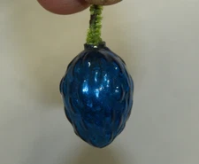 Japan Antique Blue Glass Feather Tree Berry Vintage Christmas Ornament 1950's