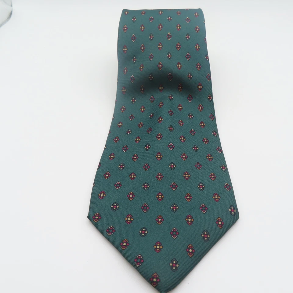 Corbata Valentino Seda Verde Rojo Lunares 3.25" Ancho 55" Largo Italia Foto 3 de 4